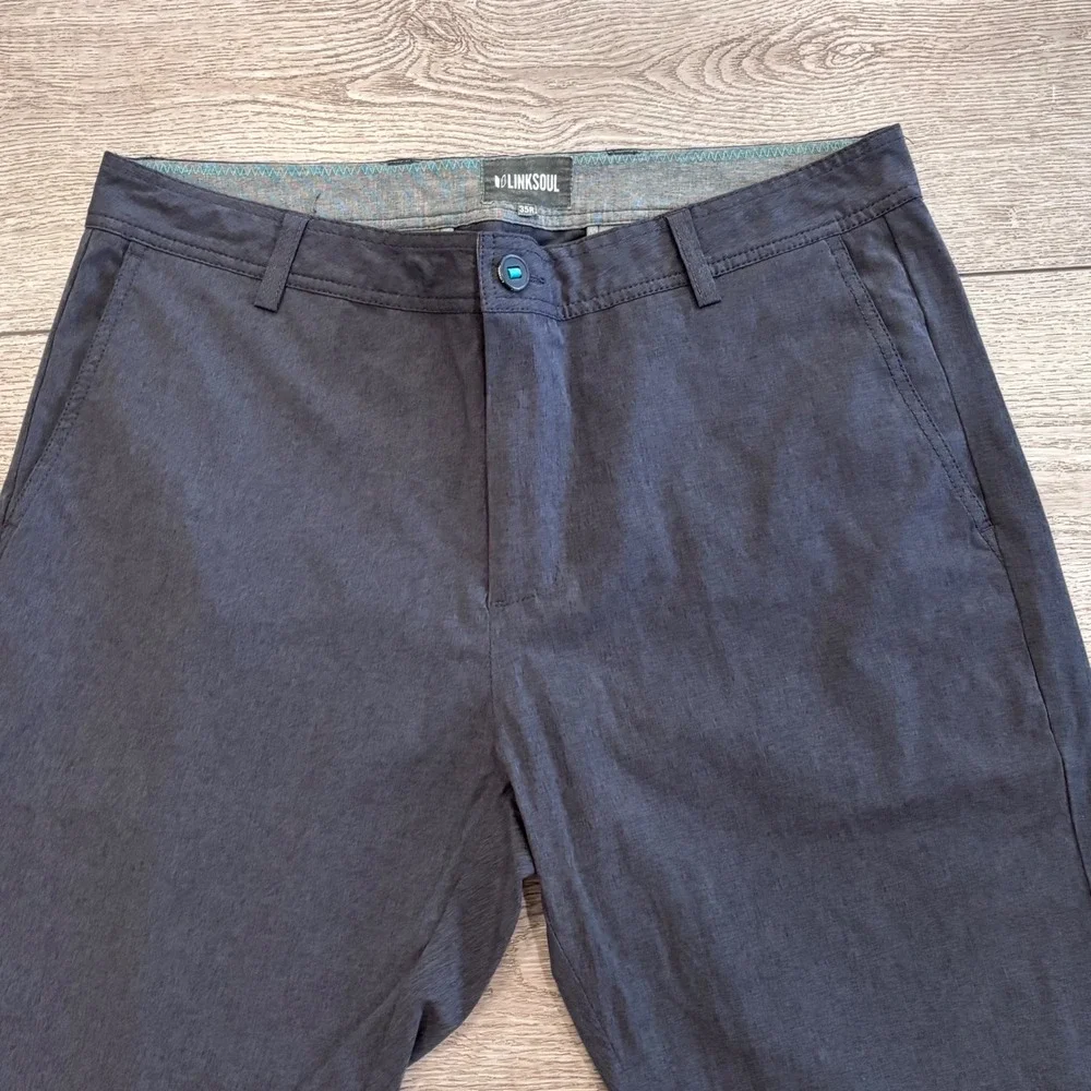 Linksoul Boardwalker Pants Mens‎ 35R Gray Stretch Golf Chino Preppy Athletic